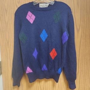 ARCHIE BROWN & SON Breamar ARGYLE Wool SWEATER 36/S